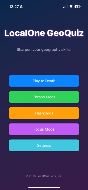 LocalOne GeoQuiz Screenshot