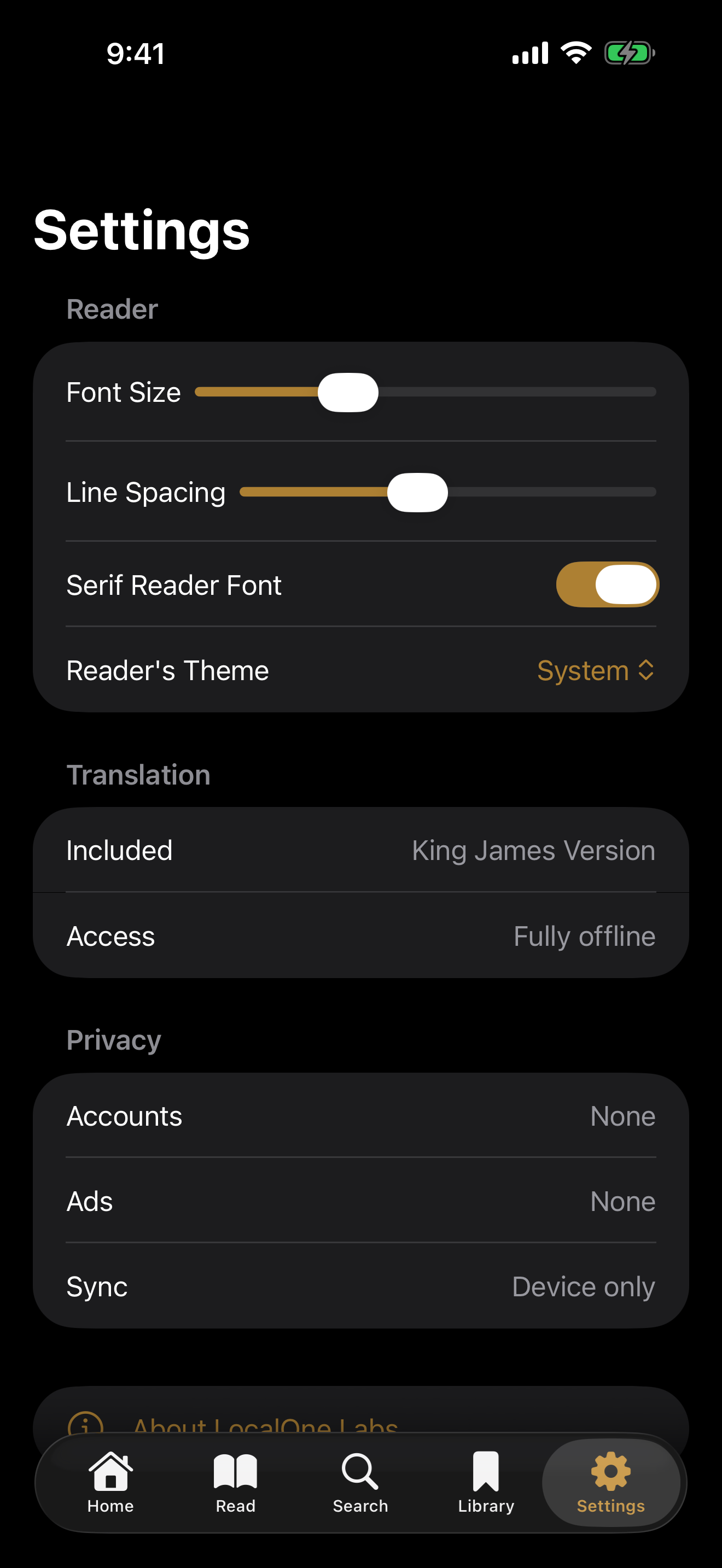Verse Bible Settings